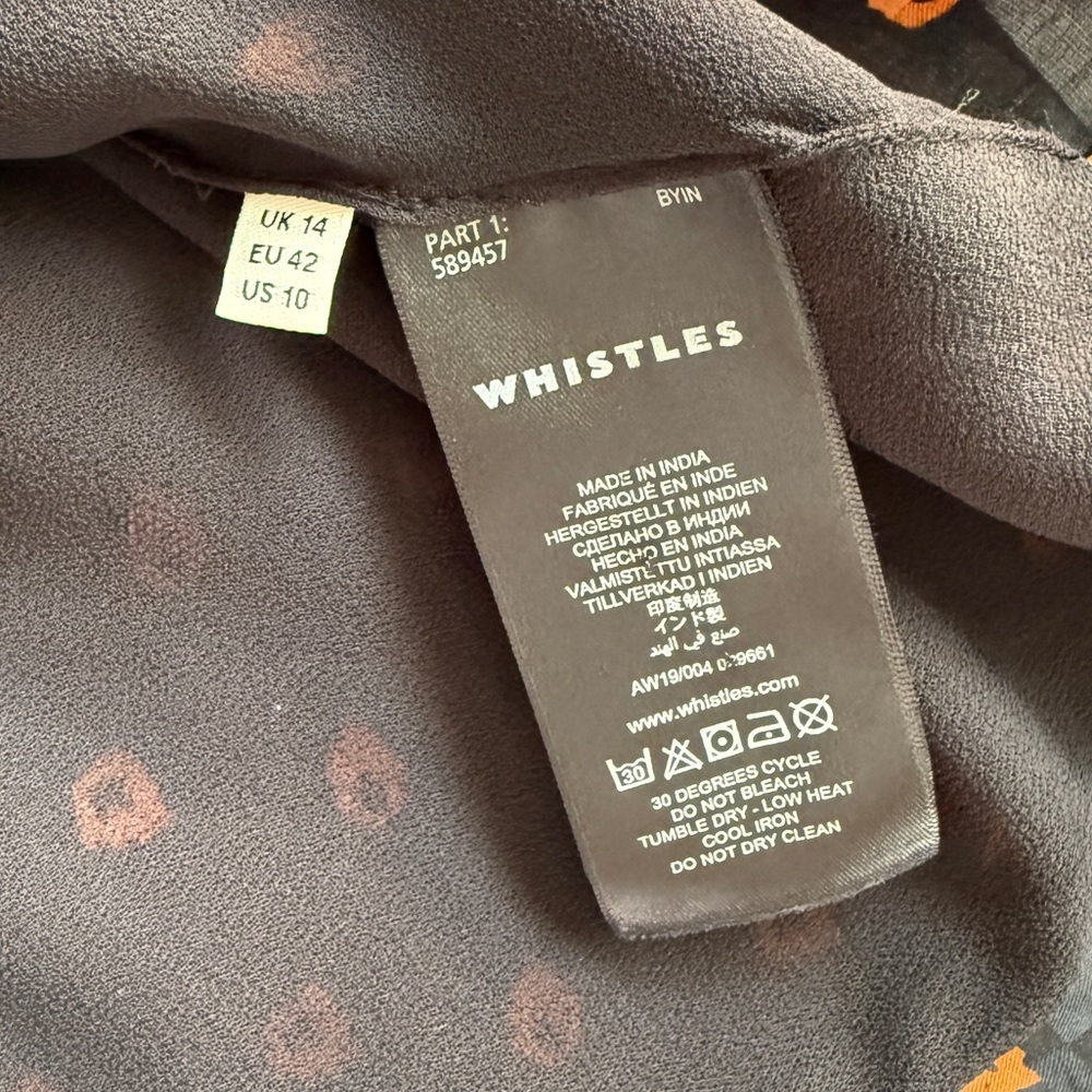 Whistles Navy Scattered Leaf Wrap‎ Midi Dress Sz 10 Workwear Preppy Dressy Party - Picture 4 of 15